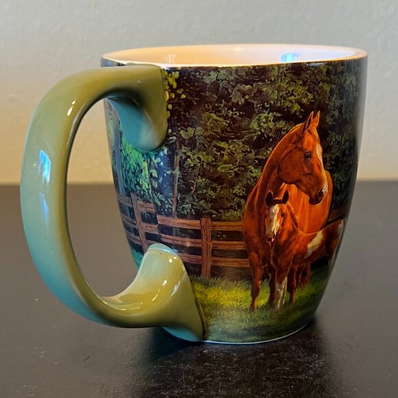 Vtg Lang JOSIE Horse Motif Ceramic Mug w/ Art by Chris Cummings ~ Mare and Colt - Picture 4 of 8